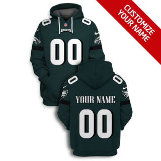 Men's Philadelphia Eagles Active Player Dark Green Custom 2021 Pullover Hoodie