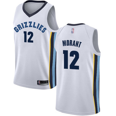 Youth Grizzlies #12 Ja Morant White Basketball Swingman Association Edition Jersey