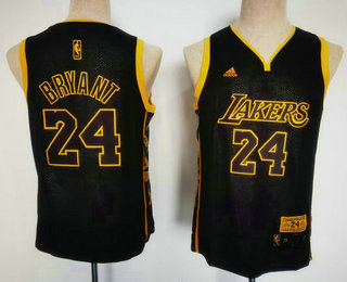 Youth Los Angeles Lakers #24 Kobe Bryant Black Golden Retired Commemorative Soul Swingman Jersey