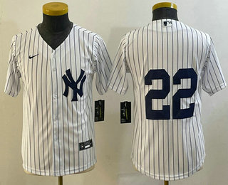 Youth New York Yankees #22 Jacoby Ellsbury White Jersey