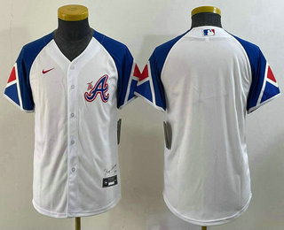 Youth Atlanta Braves Blank White 2023 City Connect Cool Base Stitched Jersey