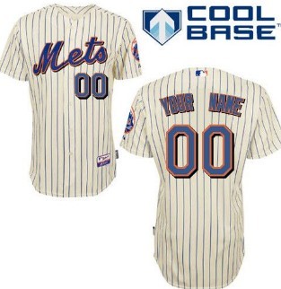 Kids' New York Mets Customized Cream Pinstripe Jersey