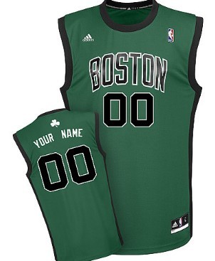 Mens Boston Celtics Customized Green With Black Jersey