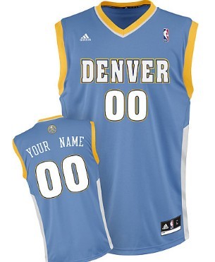 Mens Denver Nuggets Customized Light Blue Jersey