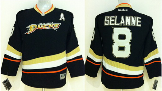 Anaheim Ducks #8 Teemu Selanne Black Kids Jersey