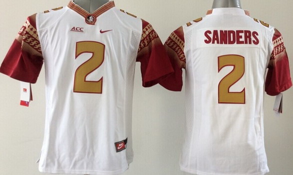 Florida State Seminoles #2 Deion Sanders 2014 White Limited Kids Jersey