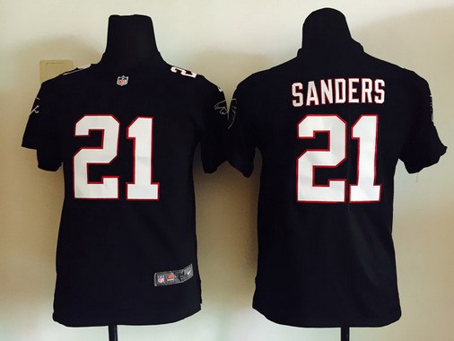 Youth Atlanta Falcons #21 Deion Sanders Black Retired Player NFL Nike Game Jersey