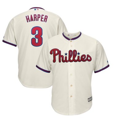 Youth Philadelphia Phillies #3 Bryce Harper Cream New Cool Base Stitched MLB Jersey