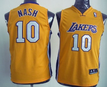 Los Angeles Lakers #10 Steve Nash Yellow Kids Jersey