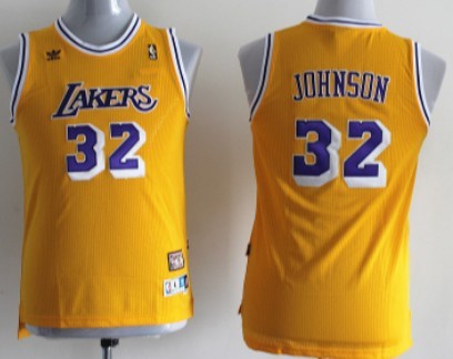 Los Angeles Lakers #32 Magic Johnson Yellow Swingman Throwback Kids Jersey