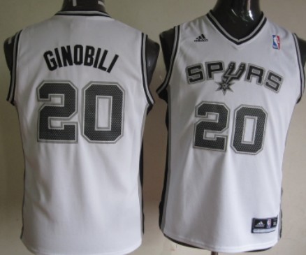 San Antonio Spurs #20 Manu Ginobili White Kids Jersey