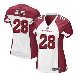 Women's Arizona Cardinals #28 Justin Bethel Arizona Cardinals Nike Elite White Road Jersey