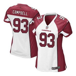 Women's Arizona Cardinals #93 Calais Campbell Arizona Cardinals Nike Game White Road Jersey