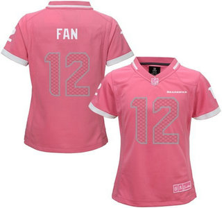 Women's Seattle Seahawks #12 Fan Pink Bubble Gum 2015 NFL Jersey