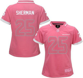 Women's Seattle Seahawks #25 Richard Sherman Pink Bubble Gum 2015 NFL Jersey