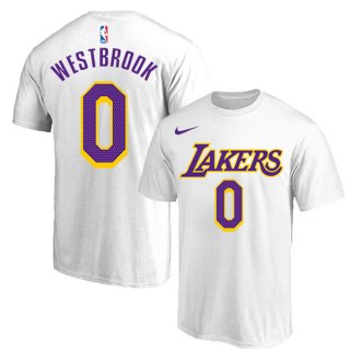 Men's White Los Angeles Lakers #0 Russell Westbrook Basketball T-Shirt